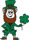 Leprechaun holding four leaf shamrock