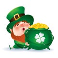 Leprechaun holding a pot of gold