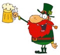 Leprechaun holding up beer Royalty Free Stock Photo