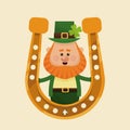 Leprechaun with horseshoe gold symbol