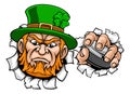 Leprechaun Ice Hockey Sports Mascot Cartoon