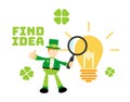 leprechaun shamrock celtic and lamp idea cartoon doodle flat design vector illustration