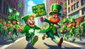 Leprechaun Leads St. Patrick\'s Day Parade Royalty Free Stock Photo