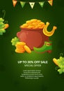 Leprechaun magic pot full of golden coins.