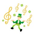 leprechaun shamrock celtic and music melody clef music note cartoon doodle flat design vector illustration