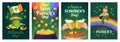 Leprechaun party banners. Saint patrick day poster template, irish celtic holidays green flyer st patricks club