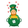 Leprechaun patrick icon, cartoon style