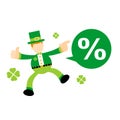 leprechaun shamrock celtic and percent green bubble sign cartoon doodle flat design vector illustration