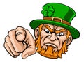 Leprechaun Pointing Finger At You Mascot Cartoon Royalty Free Stock Photo