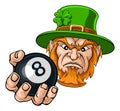 Leprechaun Pool 8 Ball Billiards Mascot Cartoon