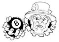 Leprechaun Pool 8 Ball Billiards Mascot Cartoon