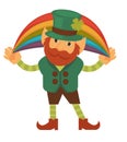 Leprechaun with rainbow and shamrock, st patricks day