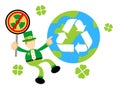 leprechaun shamrock celtic and stop nuclear activity healthy world recycle cartoon doodle flat design vector illustration