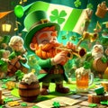 Leprechaun saint patrick day funny cartoon. AI generated