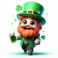 Leprechaun saint patrick day funny cartoon. AI generated