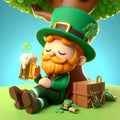 Leprechaun saint patrick day funny cartoon. AI generated