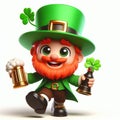 Leprechaun saint patrick day funny cartoon. AI generated