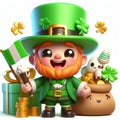 Leprechaun saint patrick day funny cartoon. AI generated