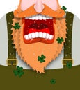 Leprechaun screams. Scary Gnome red beard shouts. Angry dwarf sh