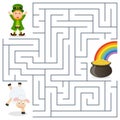 Leprechaun, Sheep, Pot Gold Maze for Kids Royalty Free Stock Photo