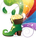 Leprechaun shoe on abstract rainbow