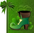 Leprechaun shoe on green background Royalty Free Stock Photo