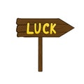 Leprechaun sign pointer to lucky place in cartoon style isolated on white background Royalty Free Stock Photo