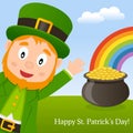 Leprechaun Smiling and Greeting Card