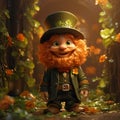 Leprechaun , St. PatrickÂ´s day, green shamrock leaves, irish holiday, mythology of Ireland