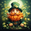 Leprechaun , St. PatrickÂ´s day, green shamrock leaves, irish holiday, mythology of Ireland