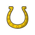 Leprechaun symbol of luck - horseshoe, traditional irish sign of good karma in cartoon style