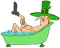 Leprechaun taking a bubble bath