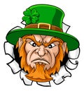 Leprechaun Mascot Cartoon Ripping Background