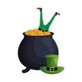 Leprechaun with treasure cauldron saint patrick