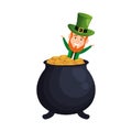 Leprechaun with treasure cauldron saint patrick