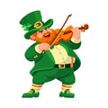 Leprechaun with a violin. Funny musician. Cartoon character. Vector.