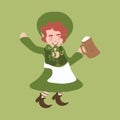 Female leprechaun with a mug of beer Royalty Free Stock Photo