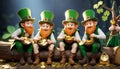 Leprechauns Sharing Gold in Mystic Woods