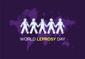 Leprosy day poster on purple background Royalty Free Stock Photo