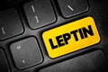 Leptin is a hormone made by adipose cells and its primary role is to regulate long-term energy balance, text button on keyboard,