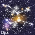 Lepus Constellation with Beautiful Bright Stars on the Background of Cosmic Sky Vector Illustration