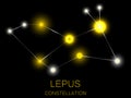 Lepus constellation. Bright yellow stars in the night sky. A cluster of stars in deep space, the universe. Vector illustration Royalty Free Stock Photo