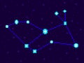 Lepus constellation in pixel art style. 8-bit stars in the night sky in retro video game style. Cluster of stars and galaxies.