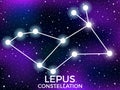 Lepus constellation. Starry night sky. Cluster of stars and galaxies. Deep space. Vector