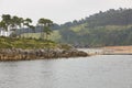 Lequeitio sand beach and San Nicolas island. Basque country, Spain Royalty Free Stock Photo