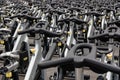 Large group of outdoor spinning bicycles - Lerici Italy Royalty Free Stock Photo