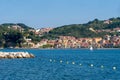 LERICI, LIGURIA, ITALY - AUGUST 18, 2018: View across the bay of popular tourist destination of Lerici to San Terenzo