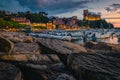 Lerici view with harbor and castle on the cliff, Italy