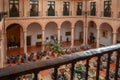 Lerma, Brugos, Spain. November 24th, 2013: Central cloister of the Parador de Lerma.