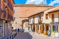Lerma, Spain, June 4, 2022: Medieval street in the old town of L